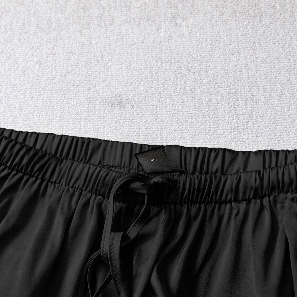 Women's Black Wide Leg Pants | Mid Waist, Polyester & Spandex