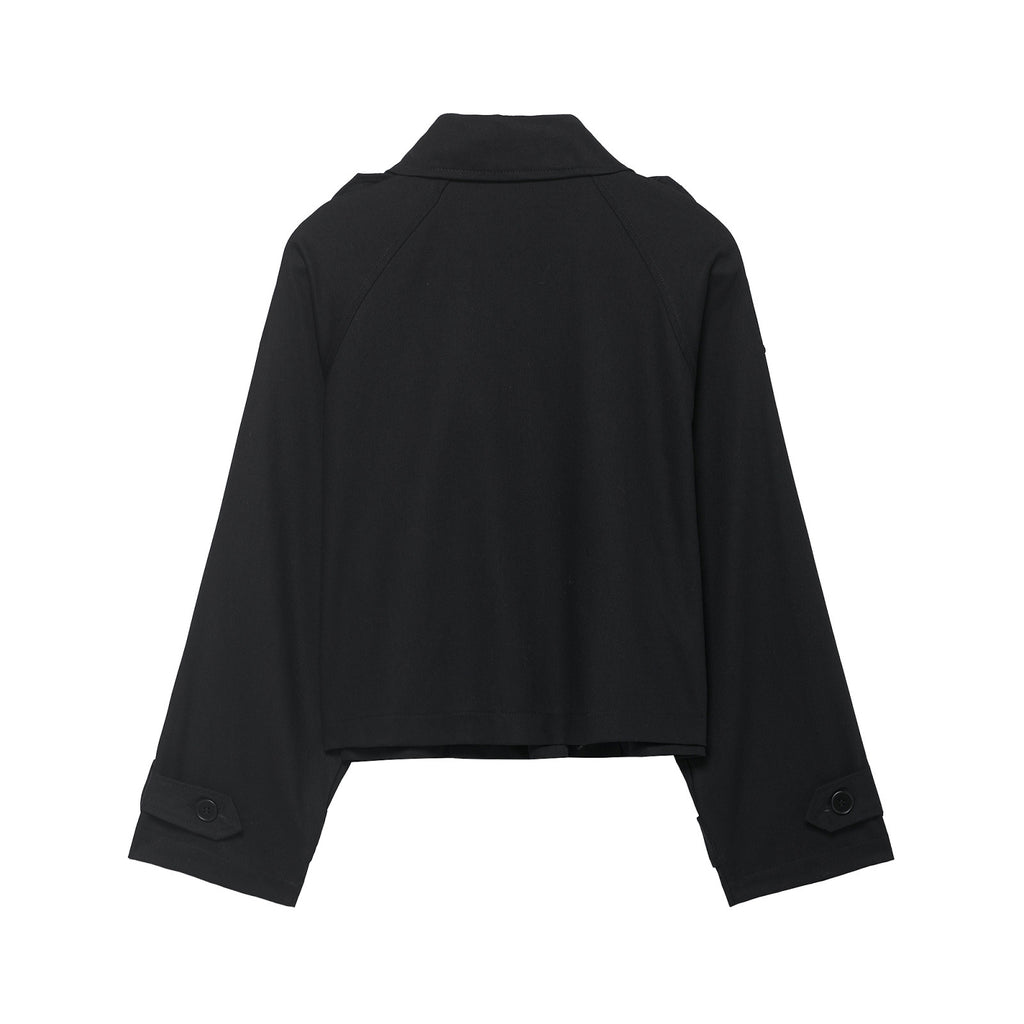Women's Double-Breasted Cropped Windbreaker | Oversized, 2 Colors - Army Green