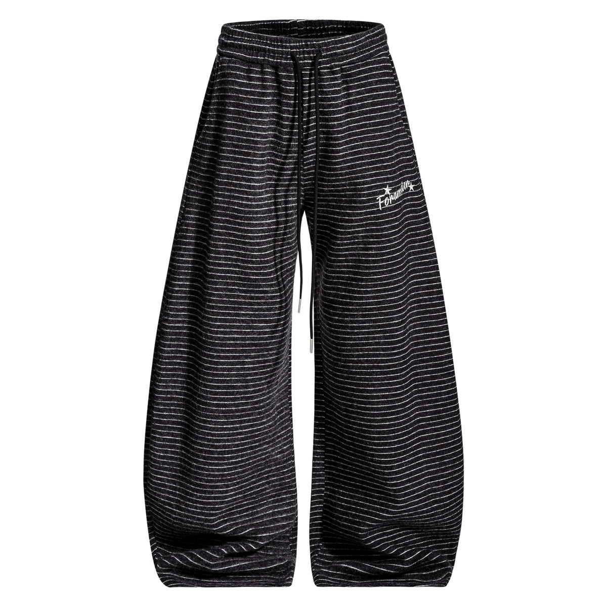 Women's & Men's Striped Wide Leg Pants | High Waist, Slight Stretch - Black