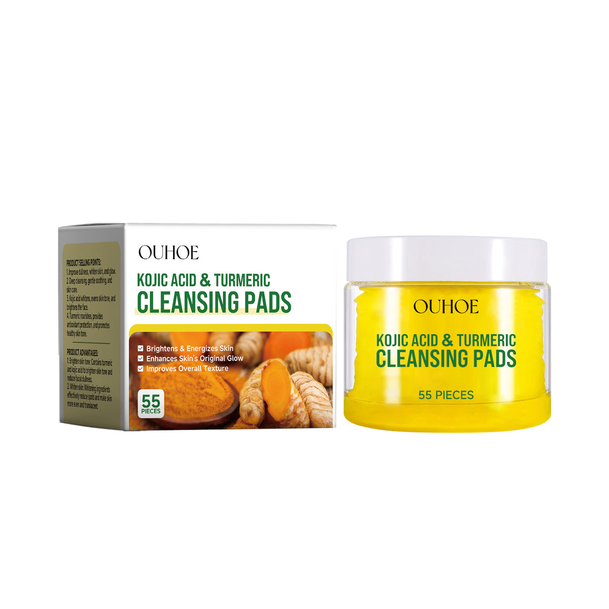 Turmeric Facial Cleansing Pads | Chamomile & Lemon Extract
