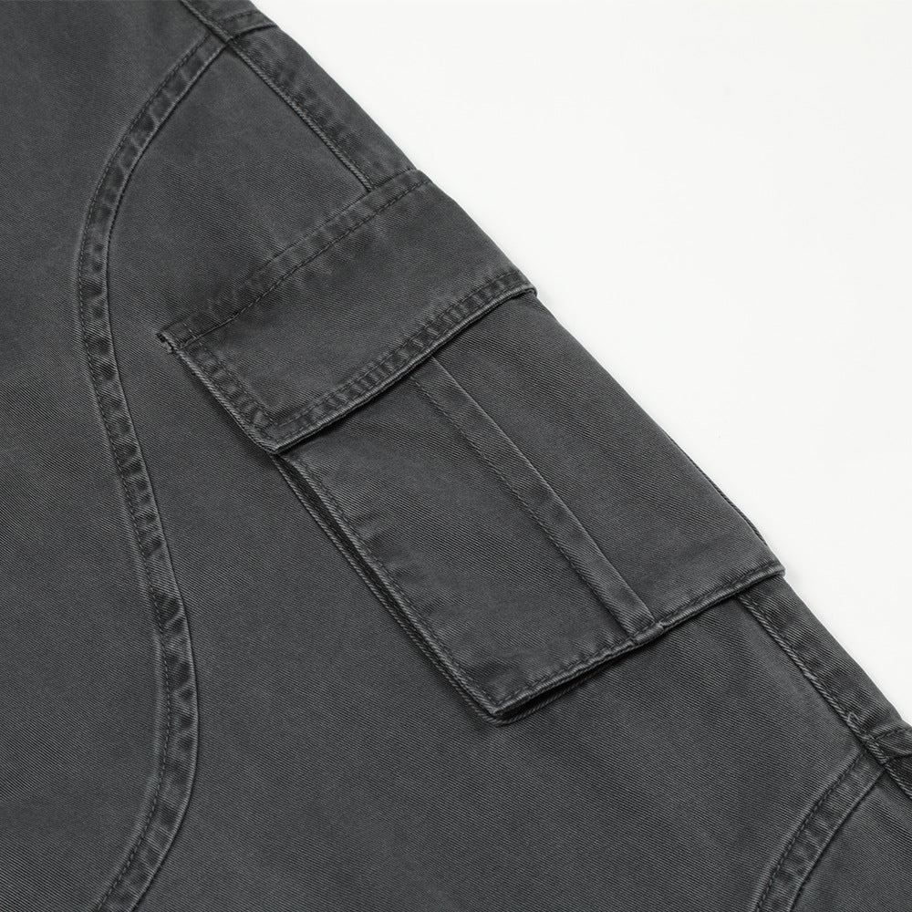 Women's Army Green Denim Wide Leg Pants | Multi-Pocket, Washed