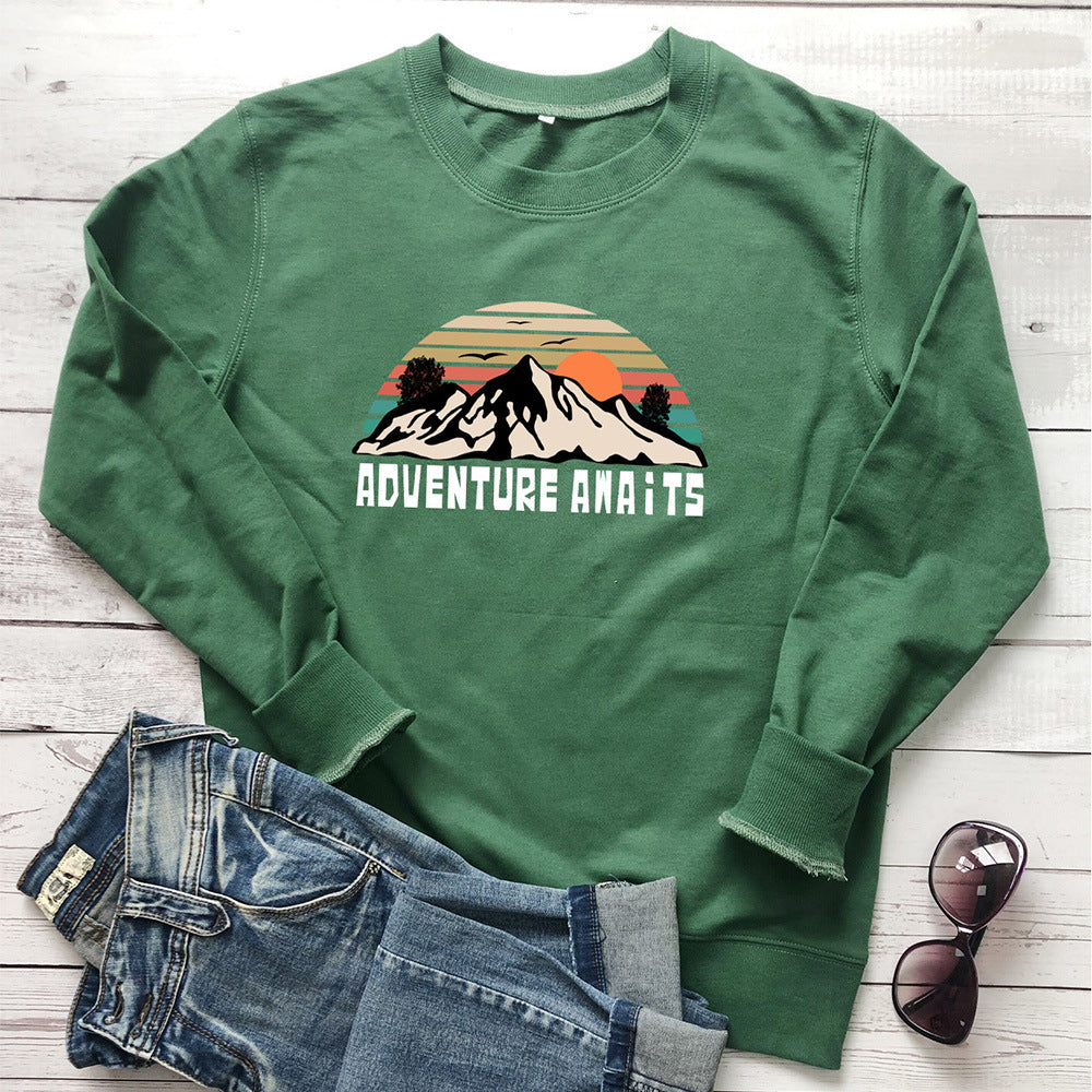 "Adventure Awaits" Graphic Hoodie for Women | Cotton, Loose Fit