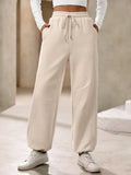 Women's Drawstring Joggers with Pockets | Tan or Light Blue