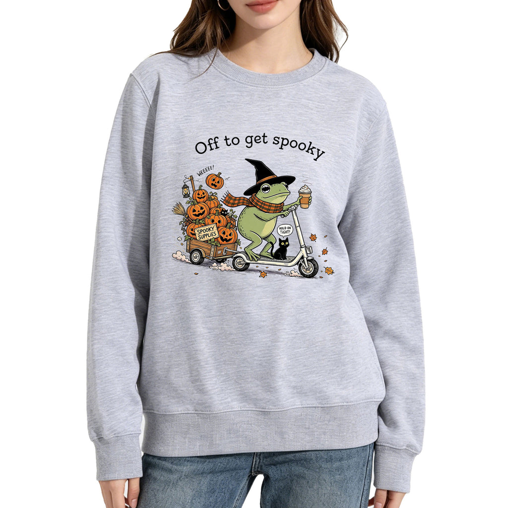 "Off to Get Spooky" Graphic Hoodie | Cotton Blend - White