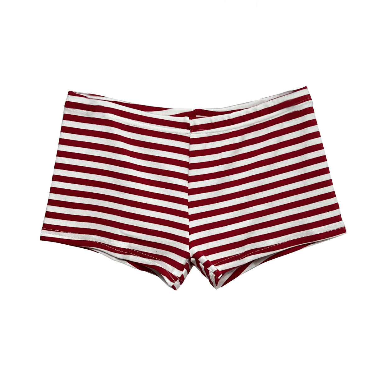Women's Red Striped Low-Waist Shorts | Stretch Hot Pants, One Size
