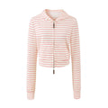 Women's Striped Hooded Jacket & Wide Leg Shorts Set | Relaxed Fit
