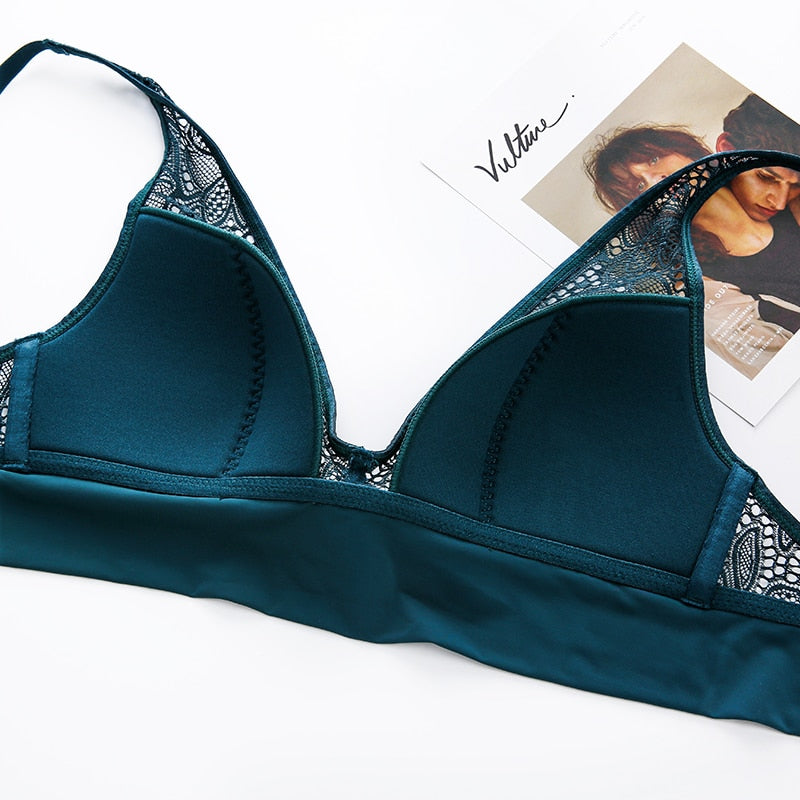 Women's Lace Wireless Bra & Brief Lingerie Set | Jacquard, 3 Colors