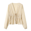 Women's Apricot Lace Shirt | Button-Up, Long Sleeve