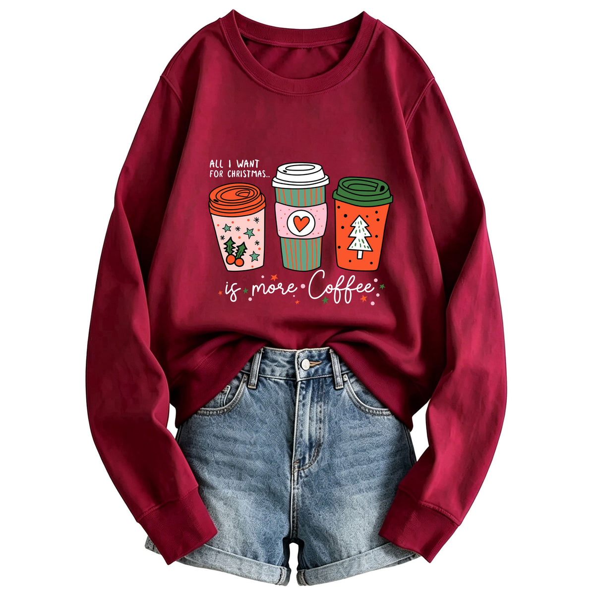 Women's Coffee Cup Print Hoodie | Cotton Blend, 10 Colors