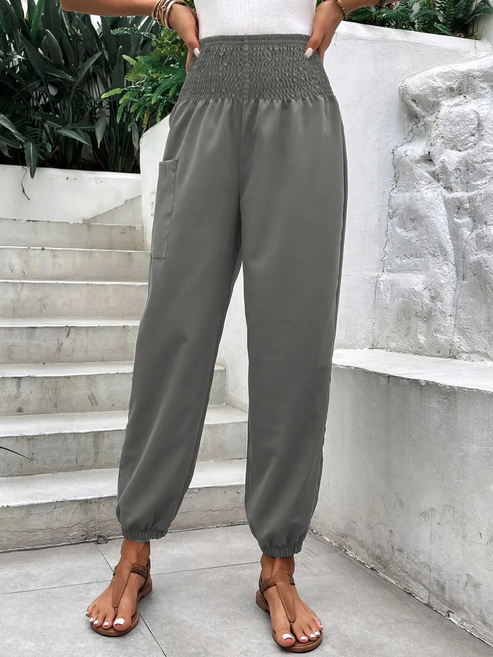 Women's Smocked High-Rise Joggers | Pockets, 3 Colors