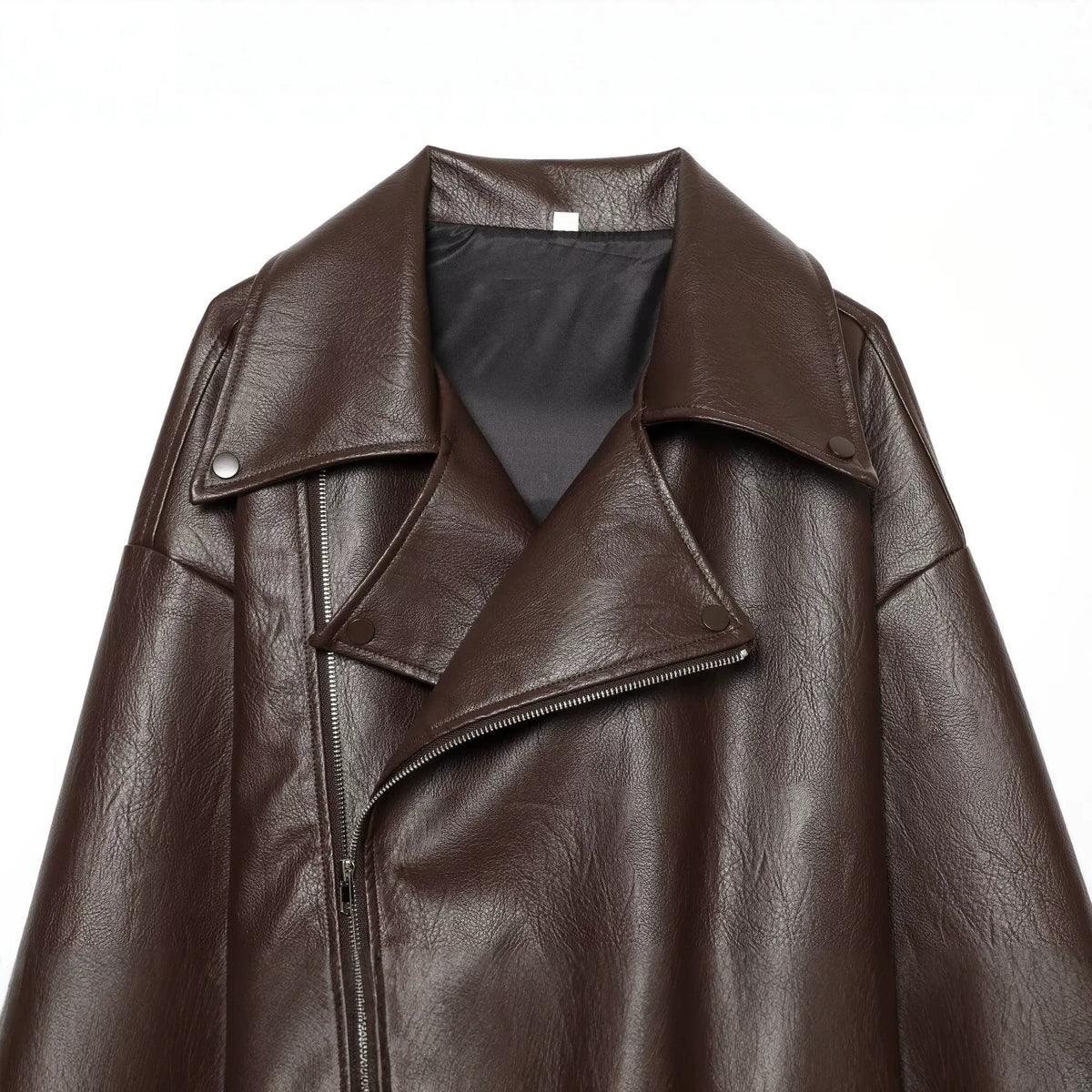 Women's Faux Leather Blazer Jacket | Notch Lapel, Dark Red