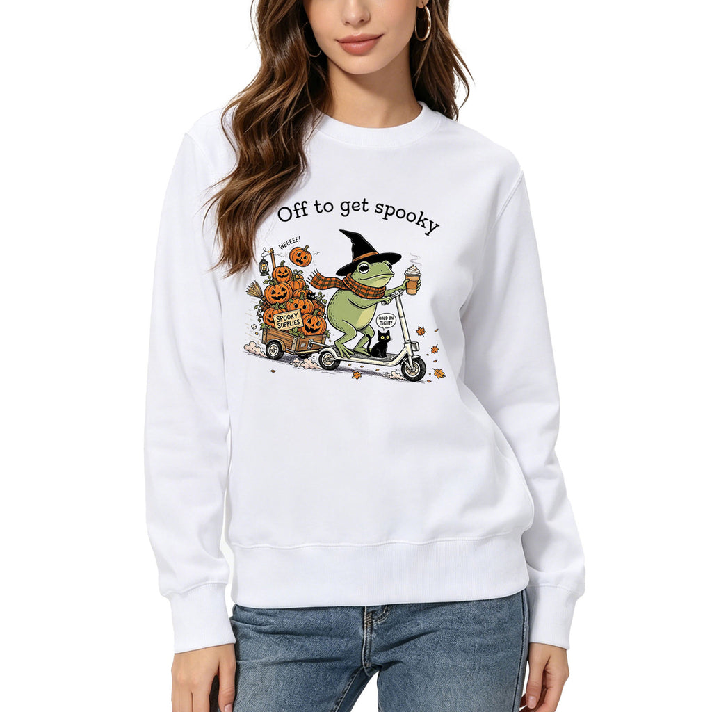 "Off to Get Spooky" Graphic Hoodie | Cotton Blend - Black