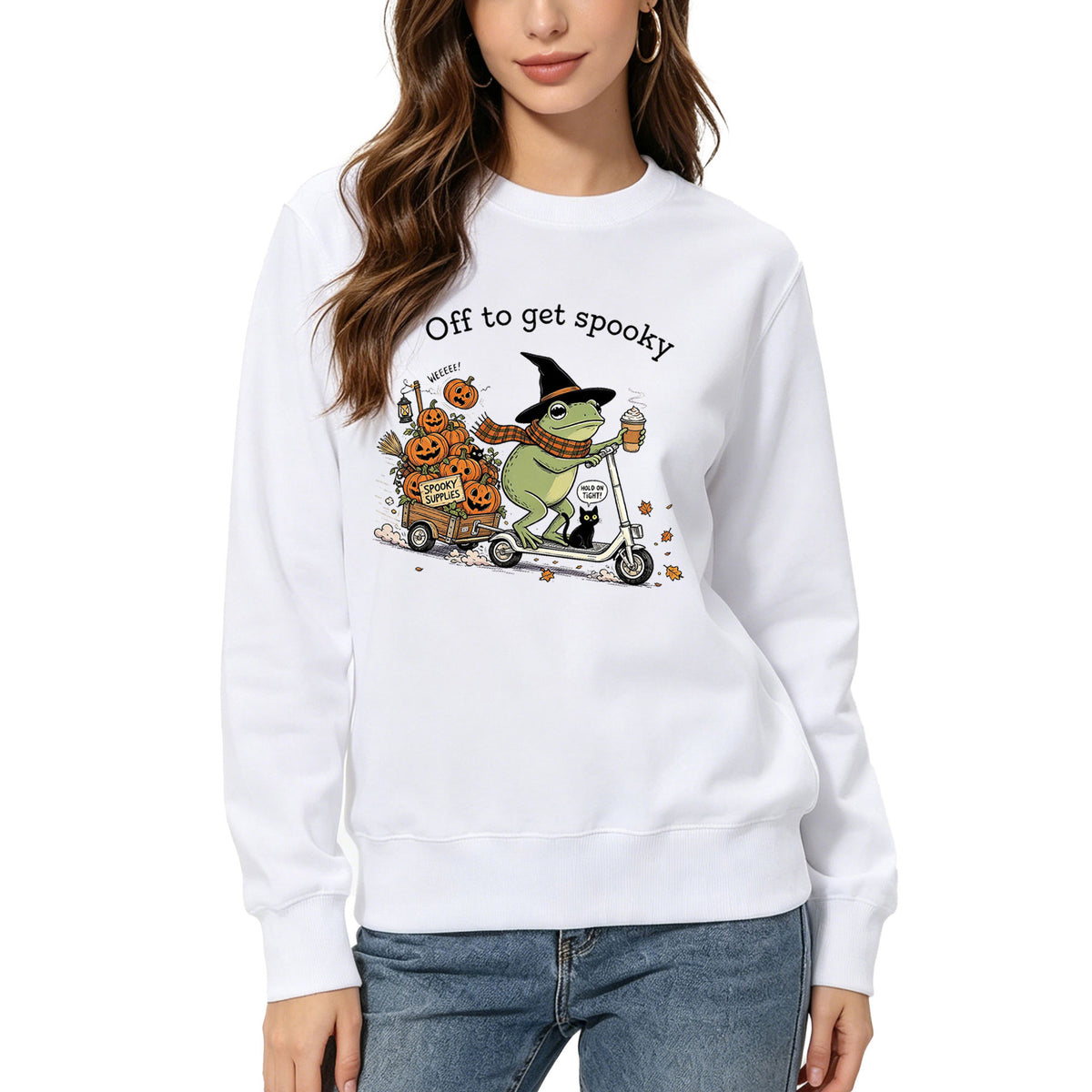 "Off to Get Spooky" Graphic Hoodie | Cotton Blend - Black