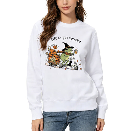 "Off to Get Spooky" Graphic Hoodie | Cotton Blend - Black