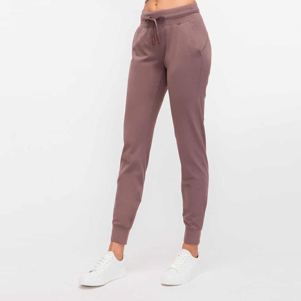 Women's Workout Joggers | Nylon & Spandex, Pocket, 6 Colors - Brown