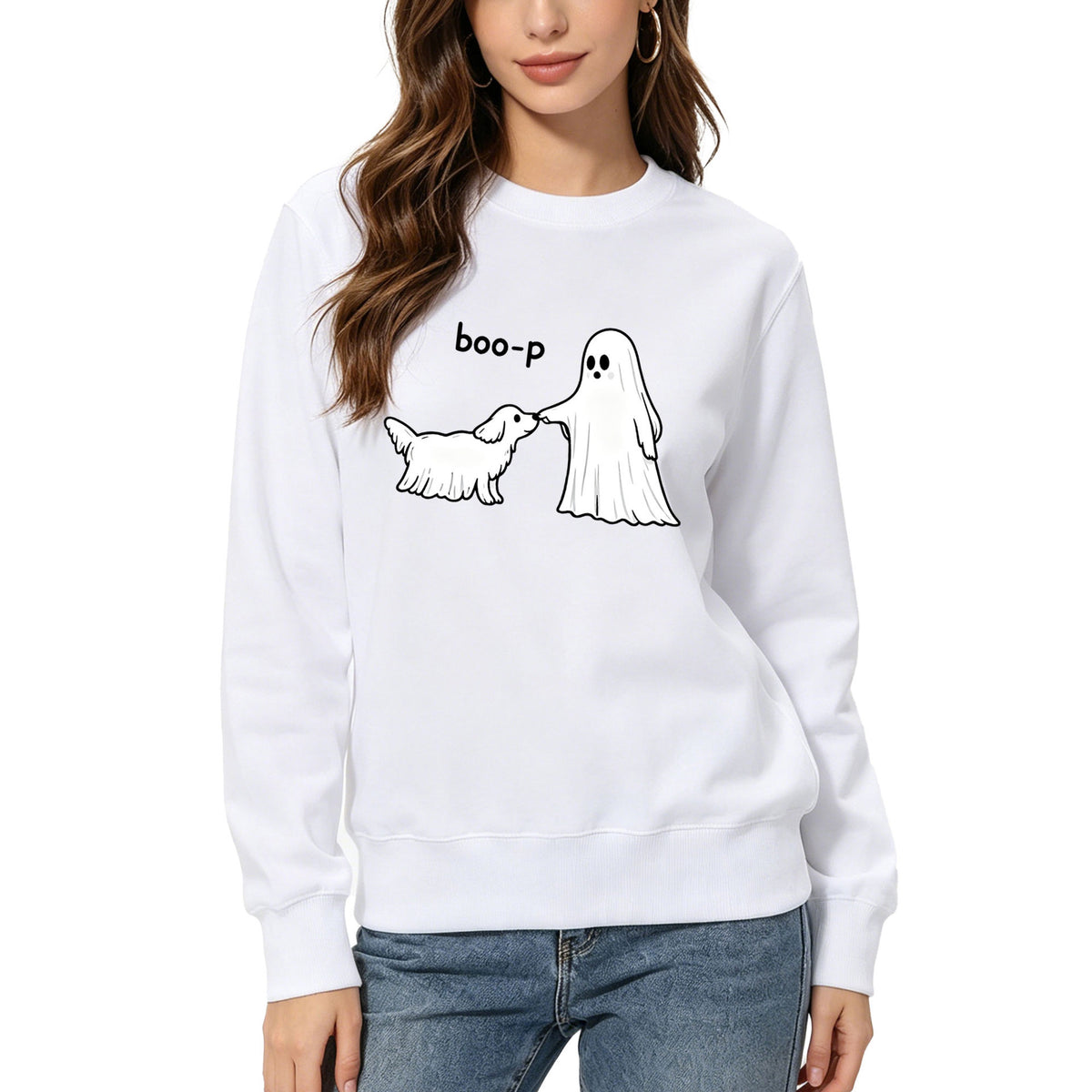 Boo Print Graphic Hoodie | Cotton Blend Street Style