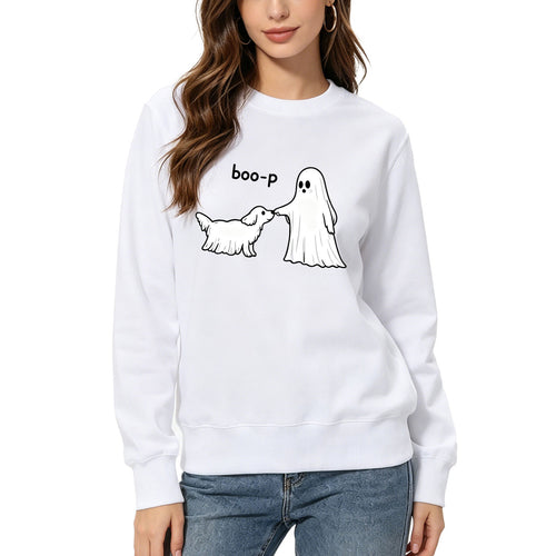 Boo Print Graphic Hoodie | Cotton Blend Street Style
