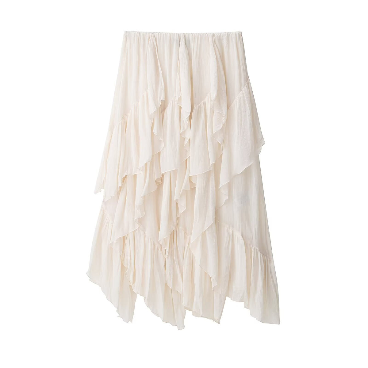 Women's Beige Irregular Long Skirt | Polyester, Patchwork Detail