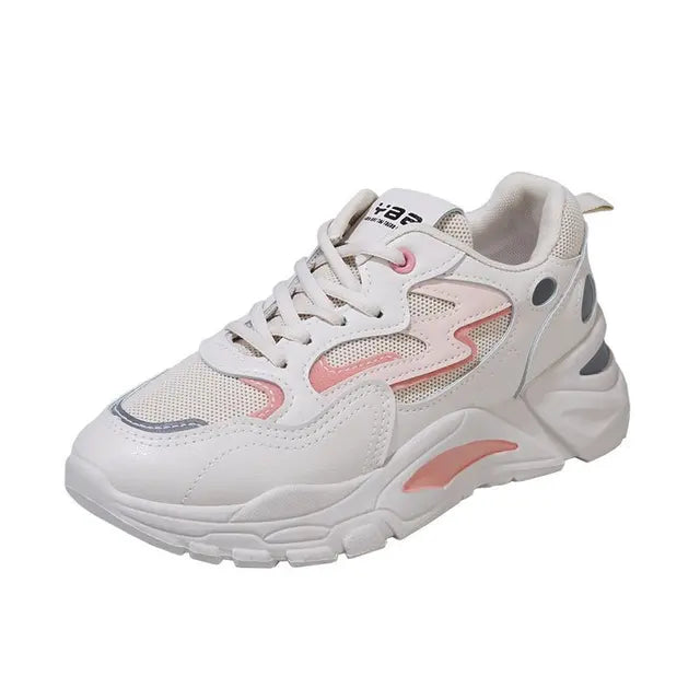 Women's Chunky Platform Sneakers | Breathable Mesh, Lace-Up
