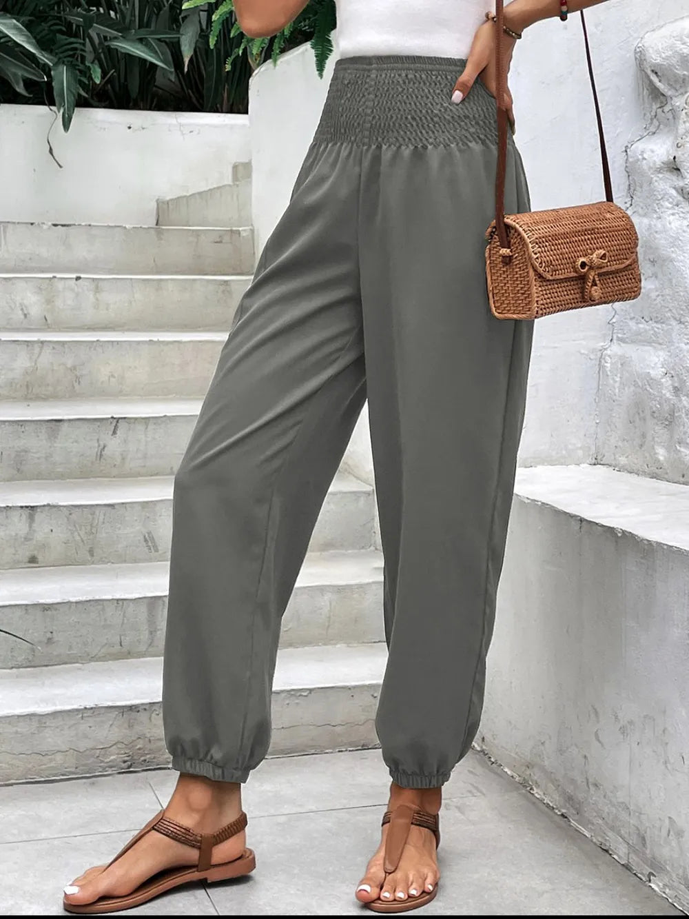 Women's Smocked High-Rise Joggers | Pockets, 3 Colors