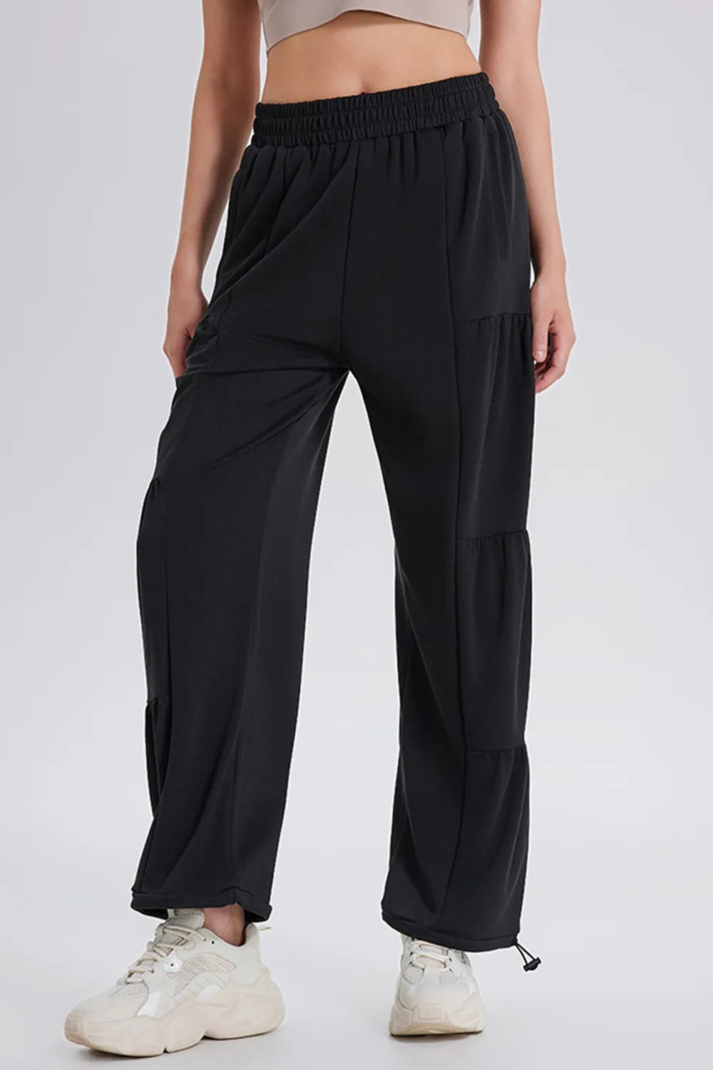 Women's Ruched Drawstring Joggers | Elastic Waist, 5 Colors - French Blue