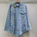 Women's Blue Denim Shirt Jacket | Polo Collar, One Size