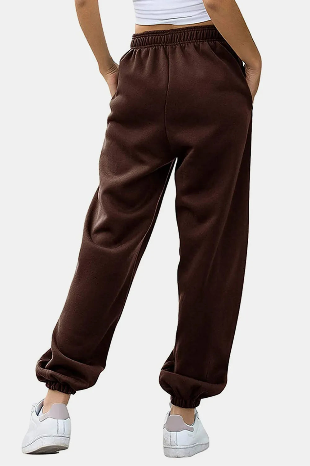 Women's High-Waist Drawstring Joggers | Pockets, Black/Gray/Tan
