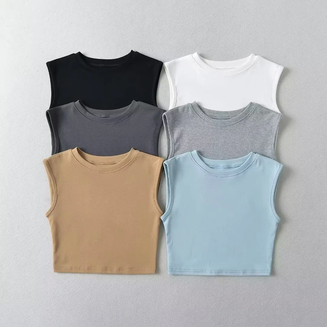 Women's Slim Crew Neck Tank Top | Spandex, 6 Colors - White