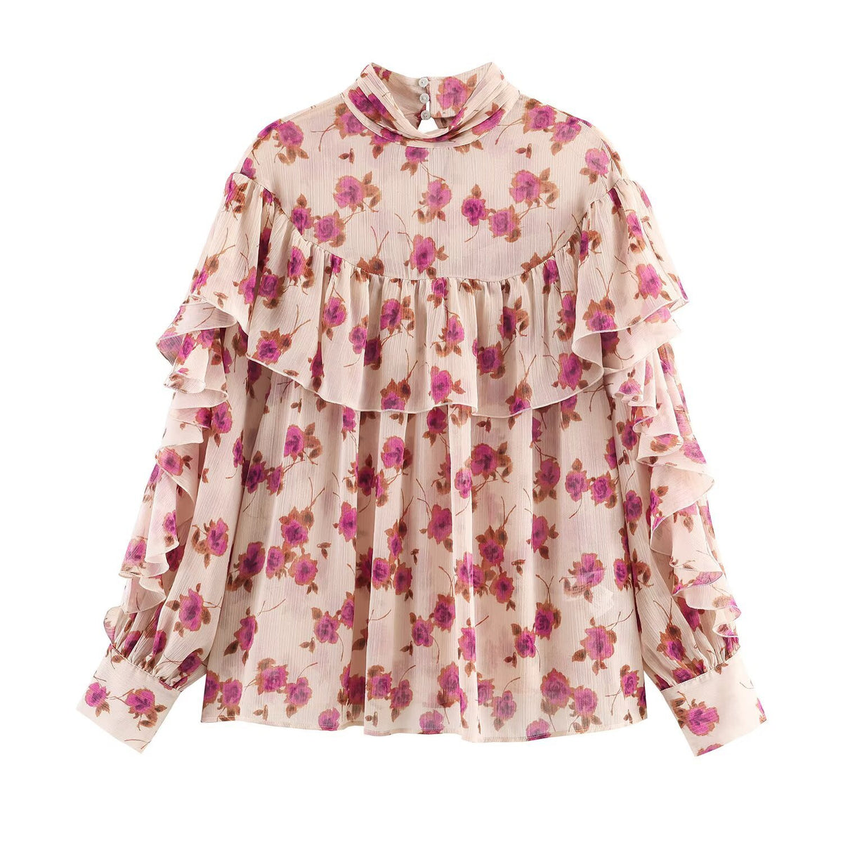 Women's Printed Layered-Look Polo Shirt | Long Sleeve, Polyester