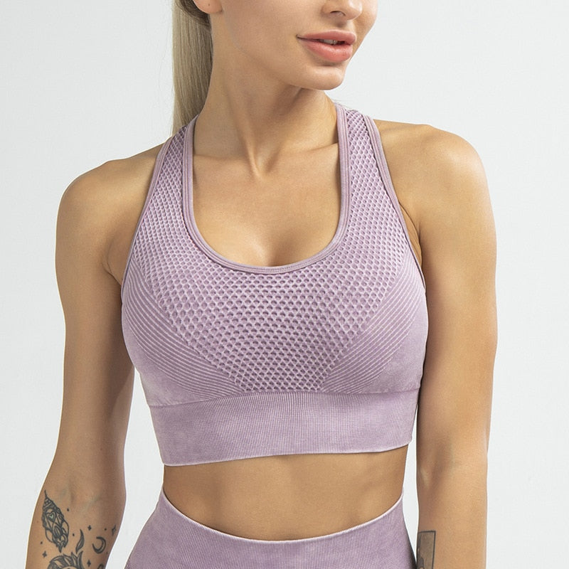 Women's Padded Seamless Racerback Sports Bra | High Impact, 6 Colors