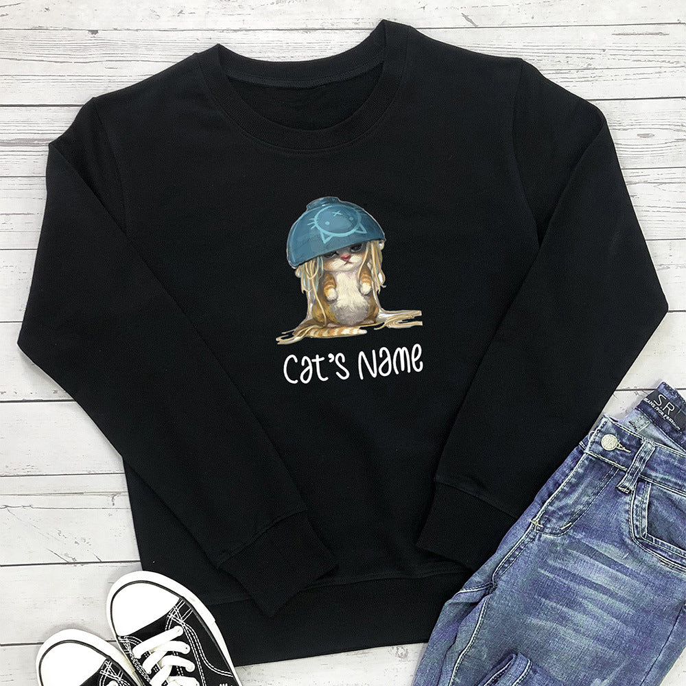 Cat Noodle Graphic Hoodie for Women | Cotton, Loose Fit