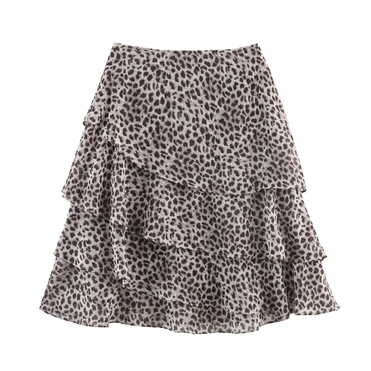 Women's Leopard Print Tiered Chiffon Mini Skirt