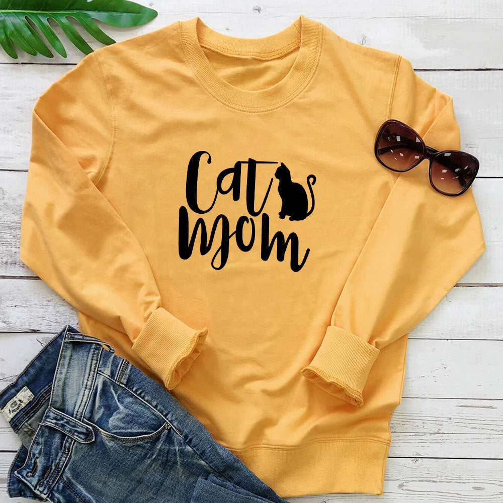 "Cat Mom" Graphic Hoodie for Women | Cotton, Loose Fit