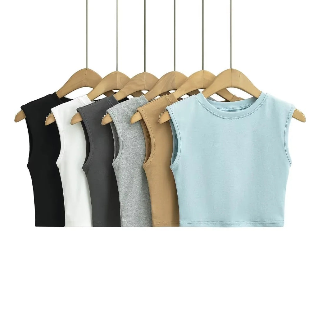 Women's Slim Crew Neck Tank Top | Spandex, 6 Colors