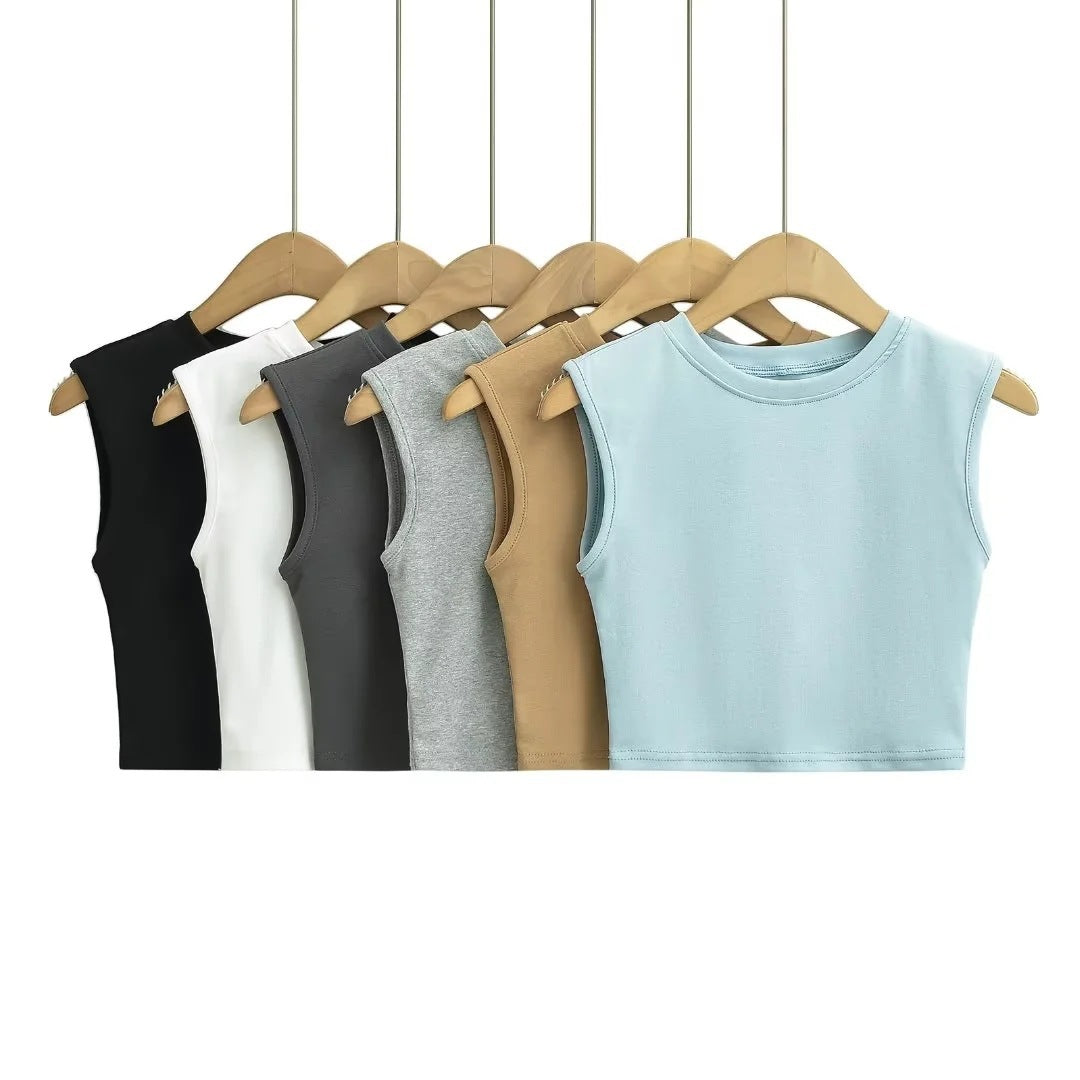 Women's Slim Crew Neck Tank Top | Spandex, 6 Colors