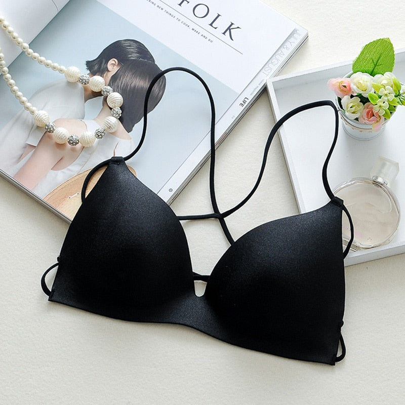 Women's Seamless Hollow-Out Bralette | Wireless Nylon, One Size