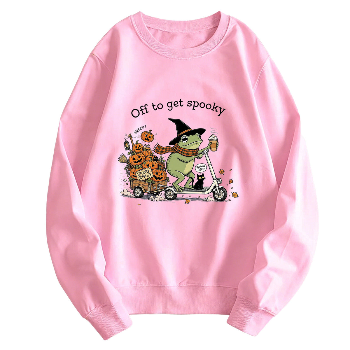 "Off to Get Spooky" Graphic Hoodie | Cotton Blend - White