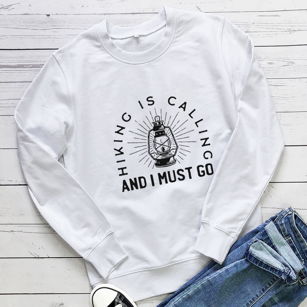 Women's Letter Print Crew Neck Sweatshirt | Cotton, Loose Fit, 7 Colors