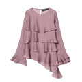 Women's Asymmetric Layered Long-Sleeve Top | Pink & Brown