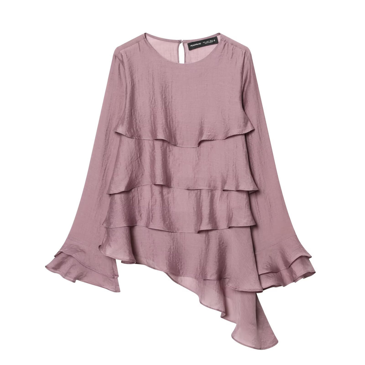 Women's Asymmetric Layered Long-Sleeve Top | Pink & Brown