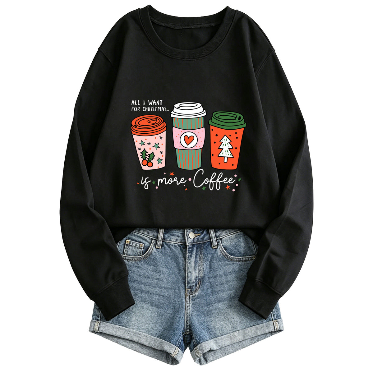 Women's Coffee Cup Print Hoodie | Cotton Blend, 10 Colors