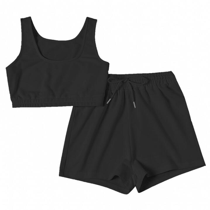 Women's Crop Top & Drawstring Shorts Set | Two-Piece Athleisure Outfit
