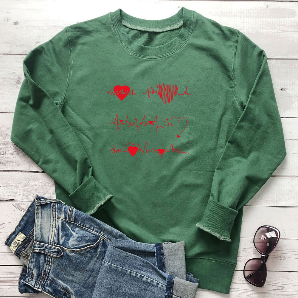 Women's Printed Round Neck Sweatshirt | Cotton, 6 Colors
