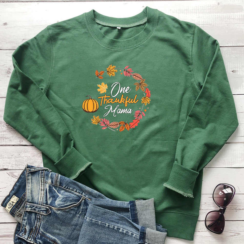 Women's Pumpkin Letter Print Hoodie | Cotton, Loose Fit, 8 Colors