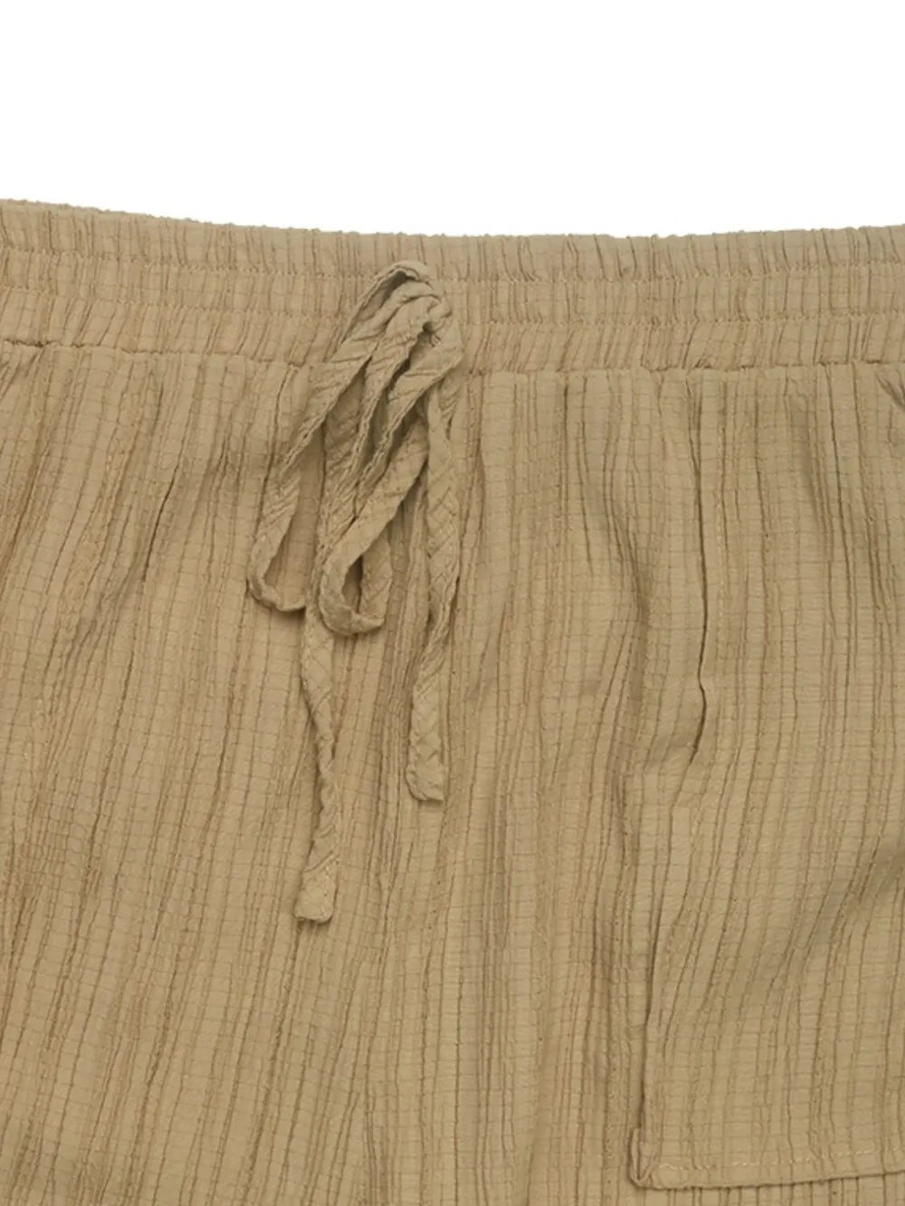 Women's Textured High Waist Joggers | Drawstring, Pockets, 5 Colors - Tan