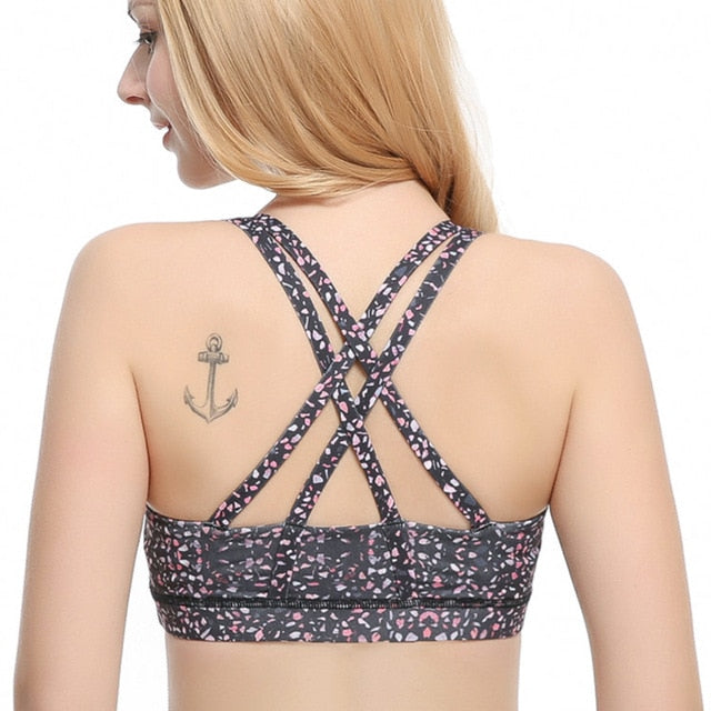 Women's Strappy Padded Sports Bra Tank | Seamless Yoga Top, 10 Colors