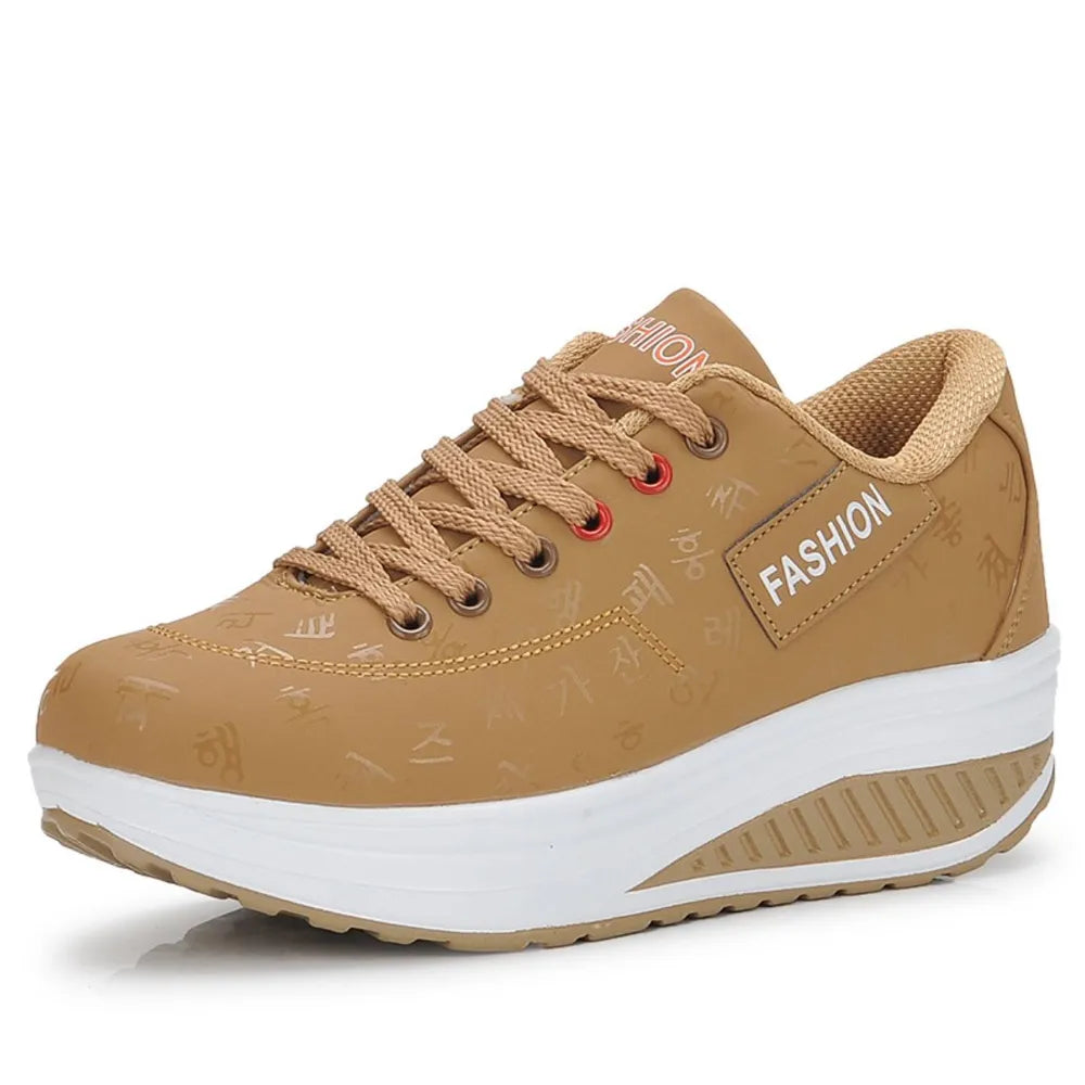 Women's Lace-Up Rocker Sole Sneakers | Round Toe, 5 Colors