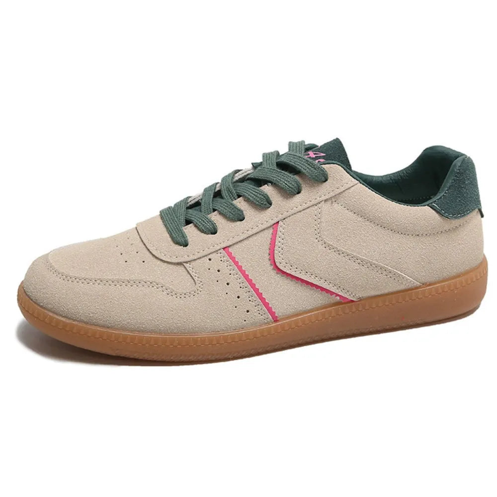Women's Round Toe Lace-Up Sneakers | Mesh & PU, Pink or Beige