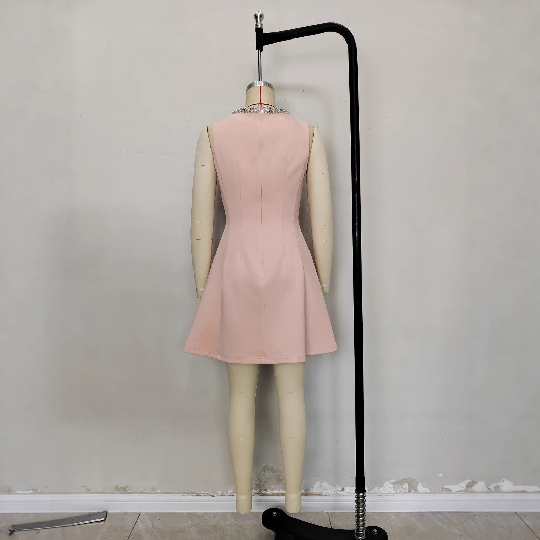 Women's Square Neck Sleeveless Mini Dress | Pink