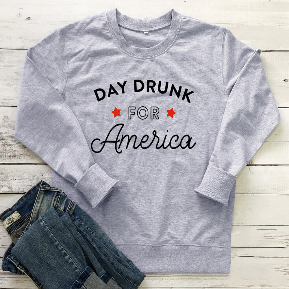 Women's Day Drunk for America Print Hoodie | Cotton, 8 Colors